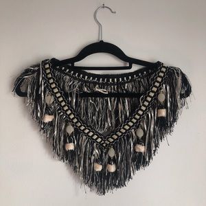 Black and White Fringe Necklace